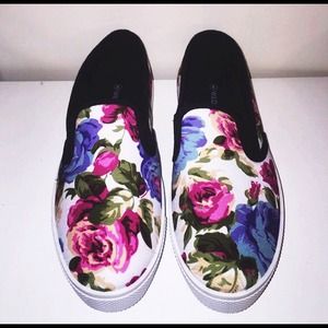 Floral Print Slip Ons