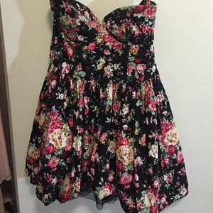 strapless floral dress