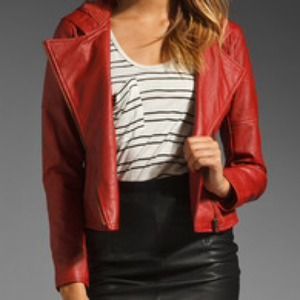 Red vegan leather jacket.  Jack by bb Dakota