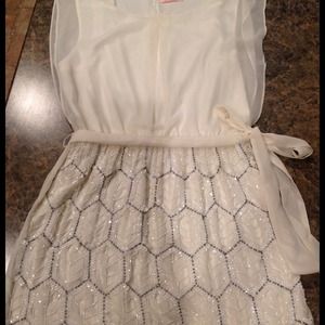 White dress beaded skirt