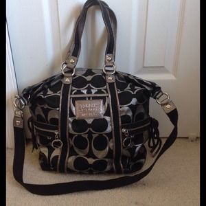 Black & Silver Poppy Coach Bag