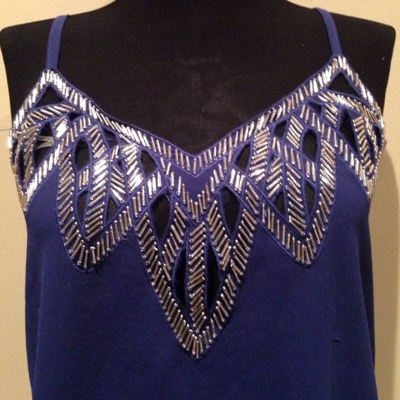 Royal Blue Tank Tope with silver detailing - Picture 3 of 4