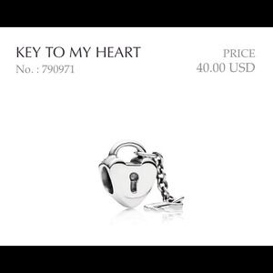 "Key To My Heart" Silver Pandora Charm