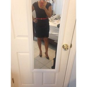 Boutique Black Dress w/red belt!!