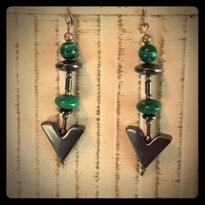 Silver & green earrings