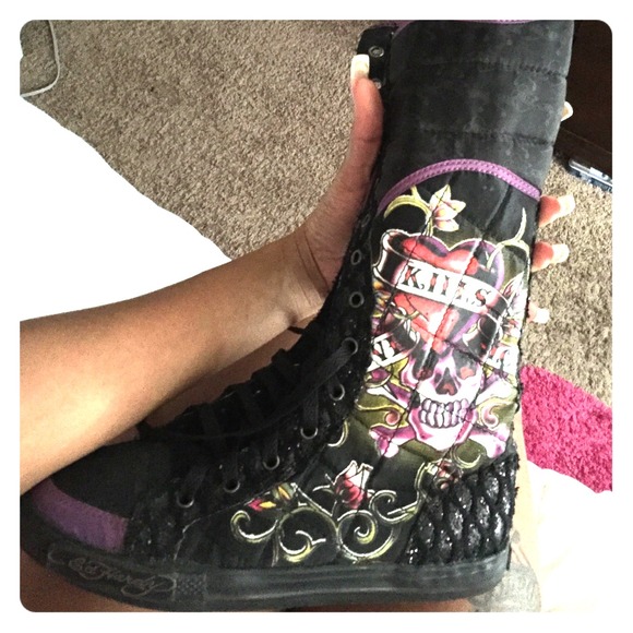 Ed Hardy high top shoes