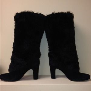 Sam Edelman Faux Fur boots w/ drawstring. Sz 9.5