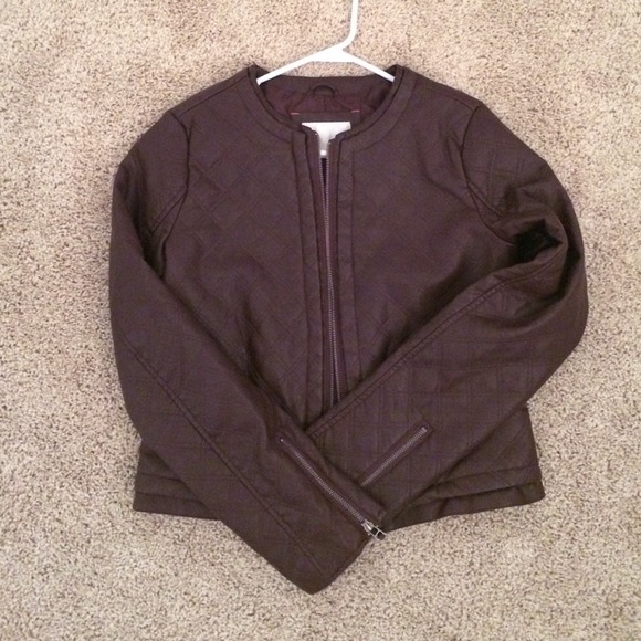 maroon leather jacket.