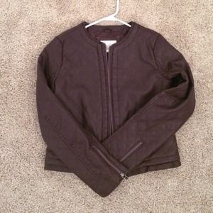 maroon leather jacket.