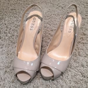 Guess nude patent heels