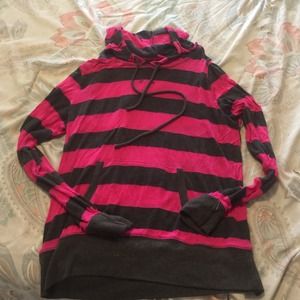 Pink and charcoaled stripped hoodie