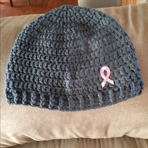 Breast cancer awareness crochet hat