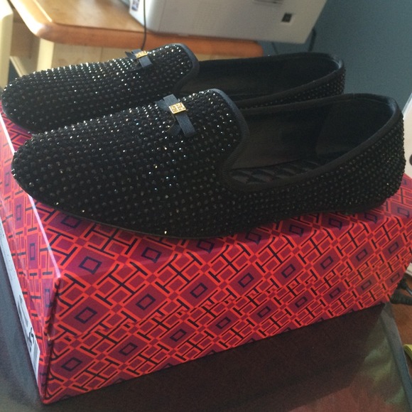 Tory Burch Shoes - Tory Burch Chandra smoking slippers Black