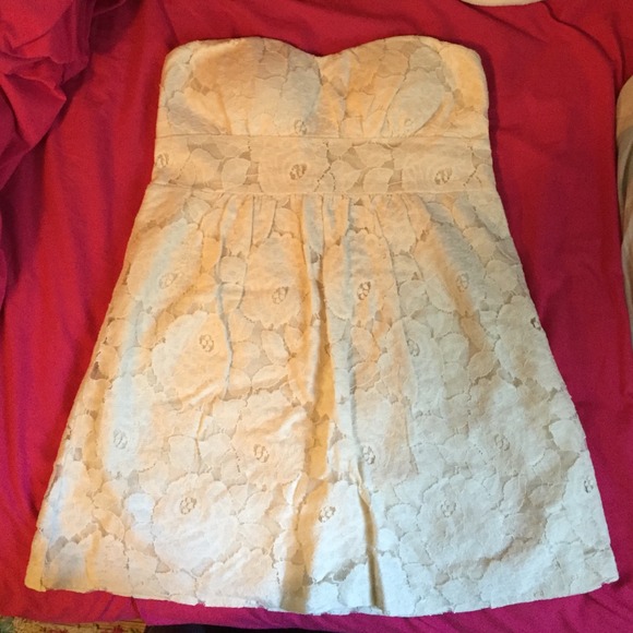 SOLD white lace strapless dress