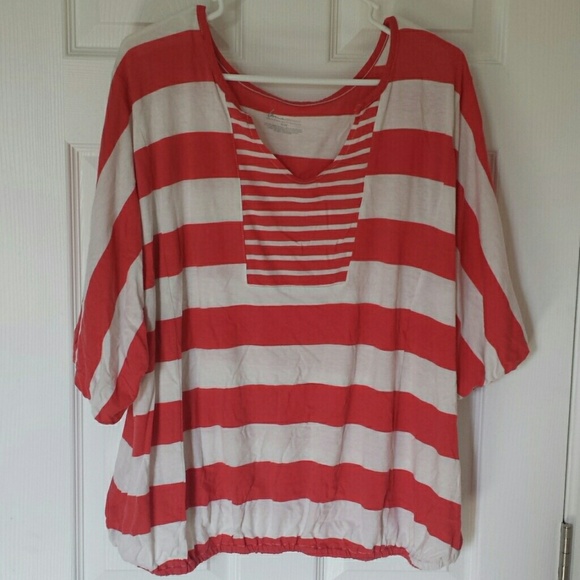 Bright peach and white nautical shirt