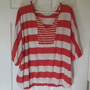 Bright peach and white nautical shirt