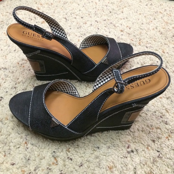Guess Denim Slingback Wedges - Picture 2 of 4