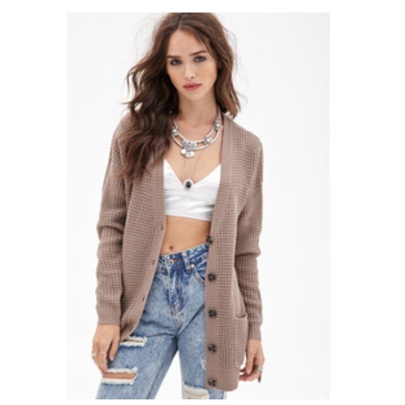 oversized waffle knitted cardigan
