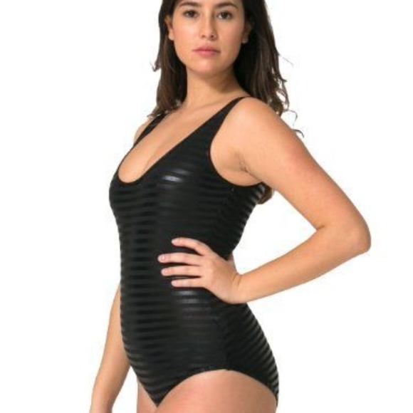 American apparel black metallic striped bodysuit
