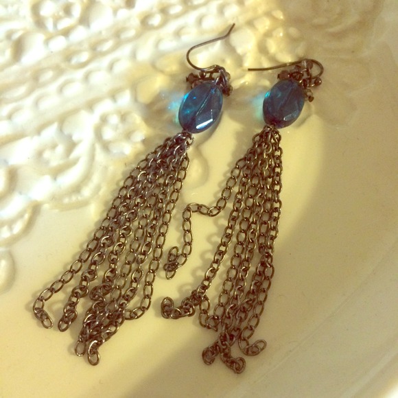 New York & Company tassel earrings blue green