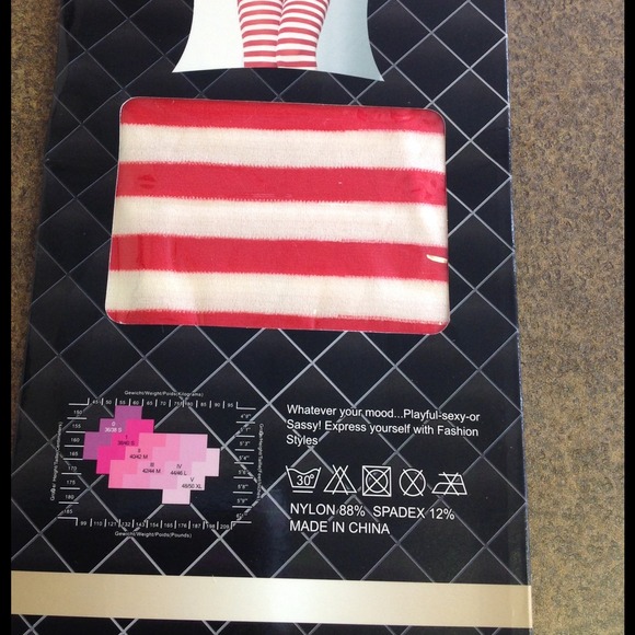 Red & White Stripped Christmas Thigh Highs - Picture 2 of 2