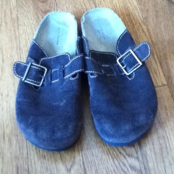 Brown slide on shoes