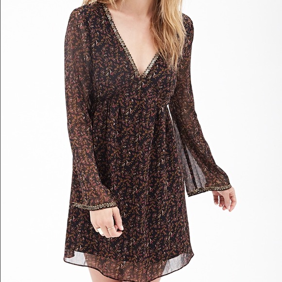 NWT FOREVER21 LOVE21 BOTANICAL SHIFT PRINT DRESS