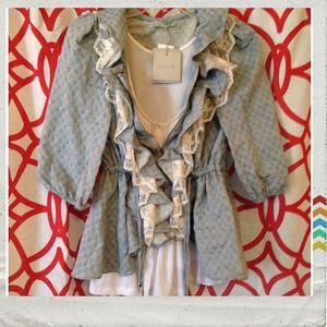 🎉SALE🎉NWT Girly Lace Zip Cardigan