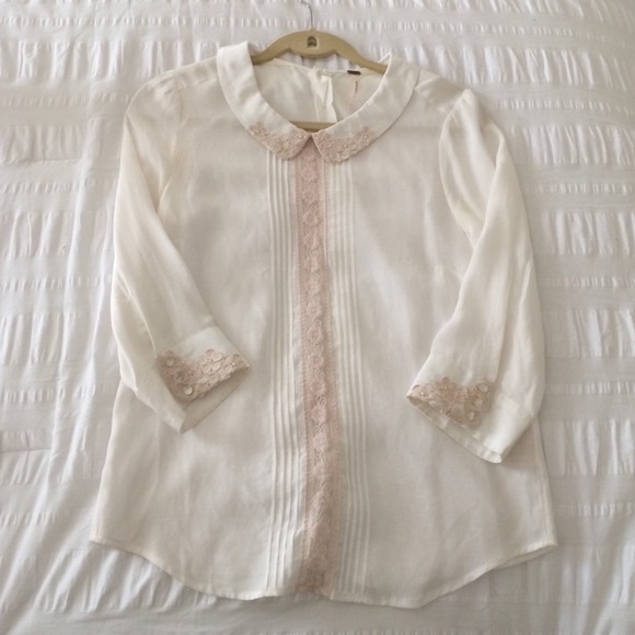 FREE PEOPLE FLORAL PEARL LACE BLOUSE