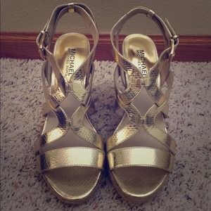 Michael Kors gold wedge sandal