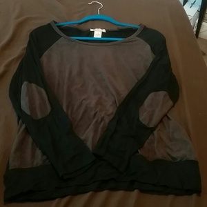 Brown/Black two tone suede front top