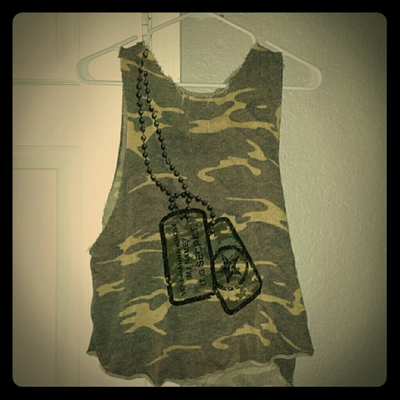Love Culture Camo Ripped Back Tank Top