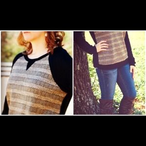 Chevron striped color block top