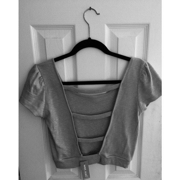Wet Seal Tops - Brand New Gray Caged Back Crop Top