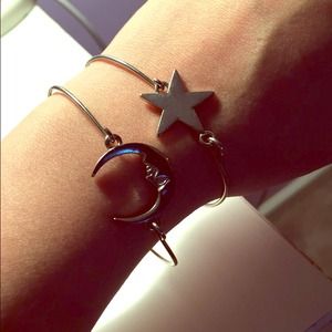 Sun & Moon silver bangles