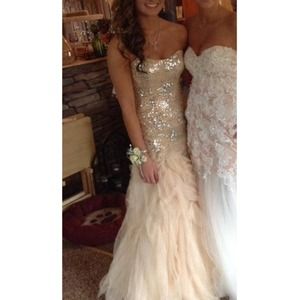 Beautiful champagne sparkle mermaid prom dress!!