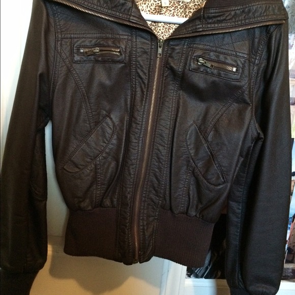 Brown leather jacket