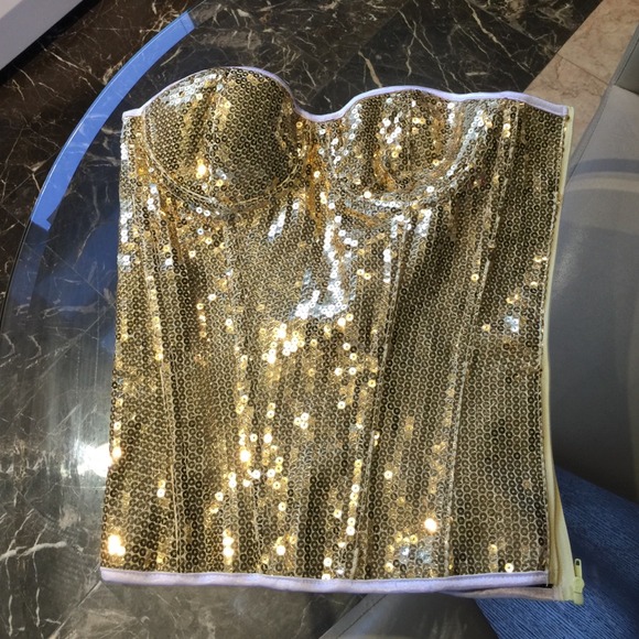 Gold sequin corset