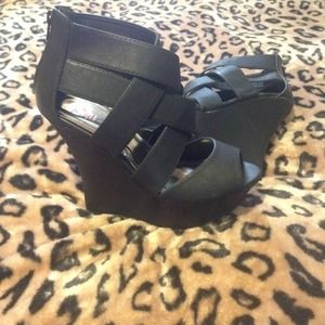 Brand new black wedges