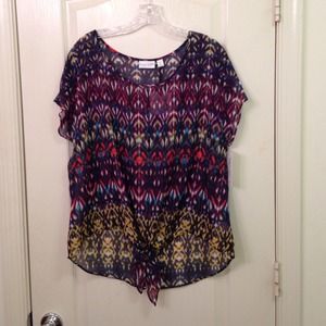 Bisou bisou high low front tie shirt