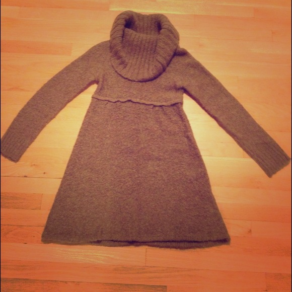 Brown cowl neck sweater dress