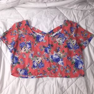 Floral Crop Top with crisscross back