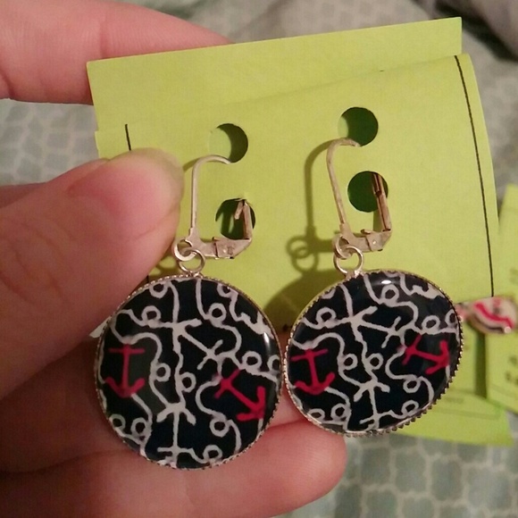 Lilly Pulitzer Inspired earrings Navy Ahoy There