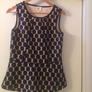 Anthropologie Piped Peplum Blouse Size S