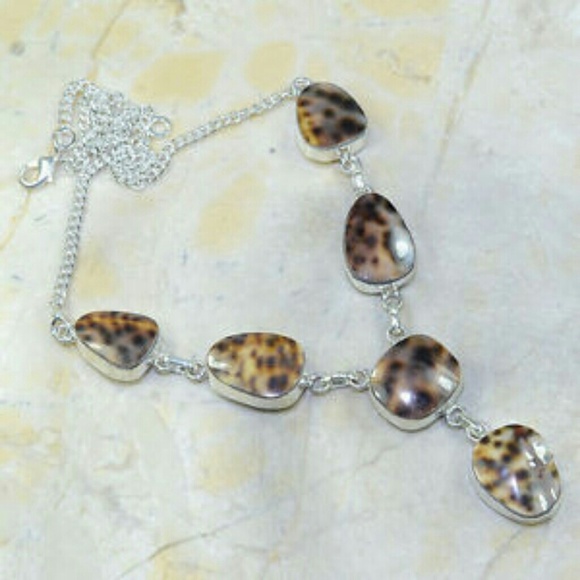 NWT Steel  Brown & Cream Real Seashell Necklace