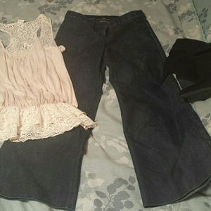 Express wide flare navy dress pant