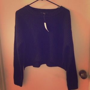 Textured black high-low sweater