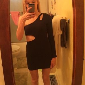 Black, one sleeve fitted dress