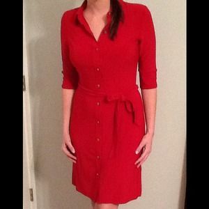 Red button up dress