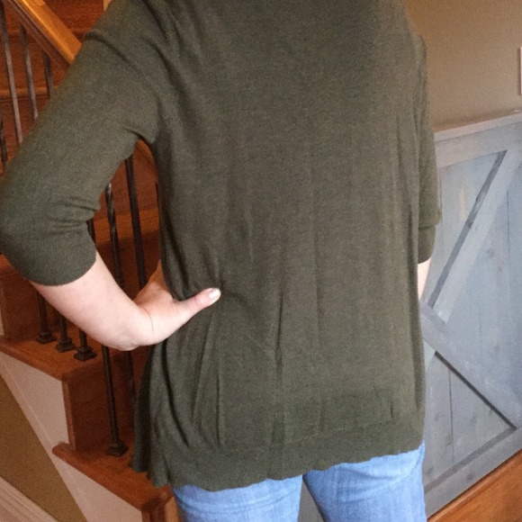 Olive Green Mossimo Open Cardigan 3/4 Sleeves - Picture 2 of 4